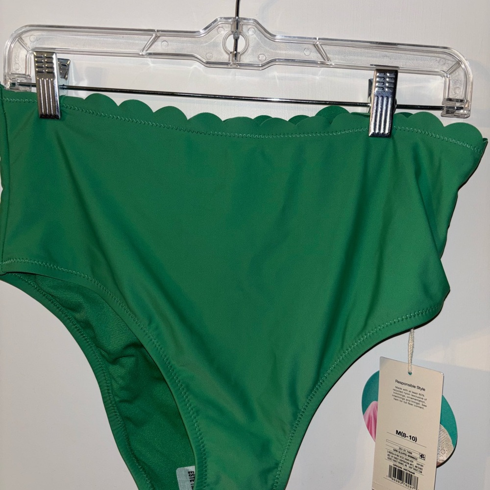 RHODE for Target Green Scalloped High-Waist Bikini Bottom (Size M, NWT)